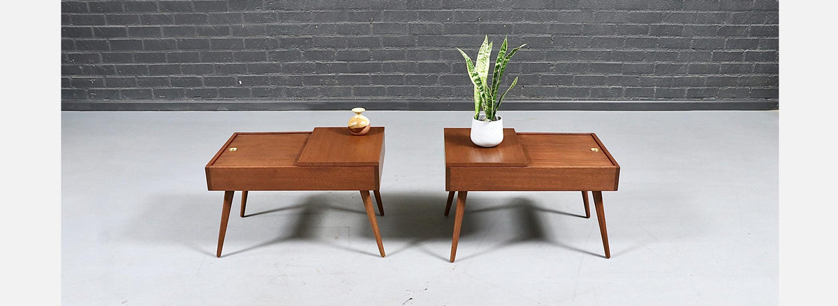 Californian Modern Side Tables w/ Storage Compartments by John Keal