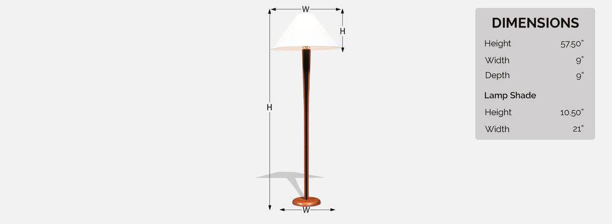 Danish Modern Sculptural Teak Floor Lamp w/ Linen Cone Shade