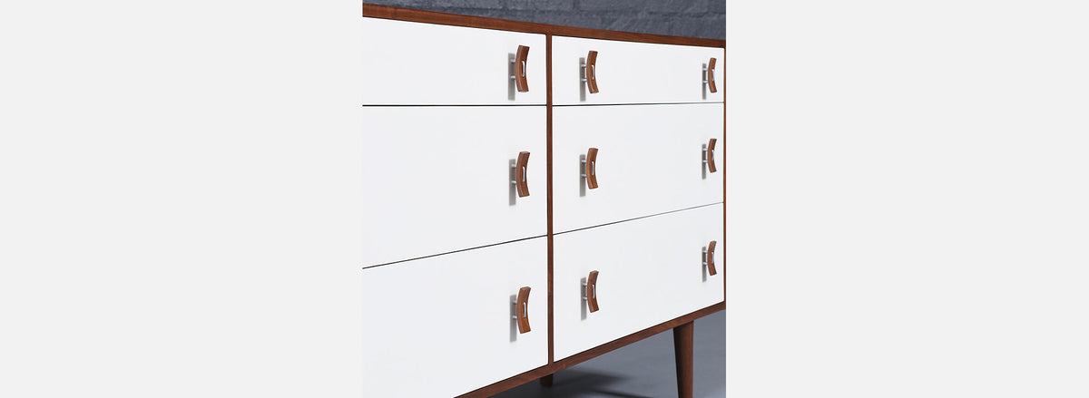 California Modern 6-Drawer Two-Tone Lacquered Dresser by Stanley Young