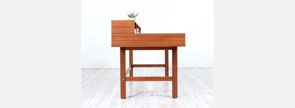 Danish Modern Flip-Top Partners Executive Teak Desk by Peter Løvig Nielsen