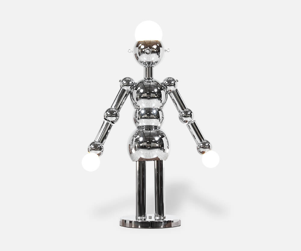 Italian Robot Sculpture Chrome Lamp by Torino