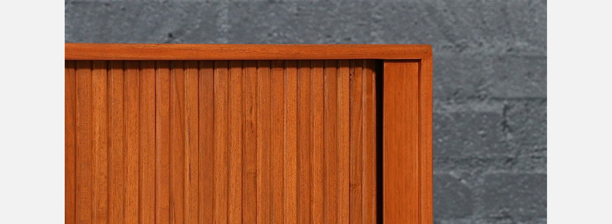 Custom Tambour-Door Teak Credenza by Danish Modern L.A.
