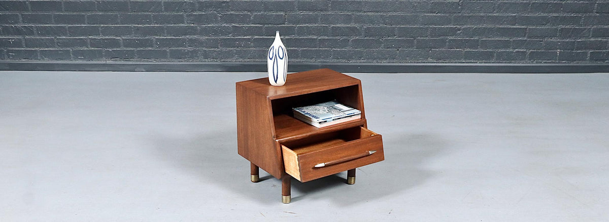 Californian Modern Night Stand w/ Bookcase by John Keal for Brown Saltman