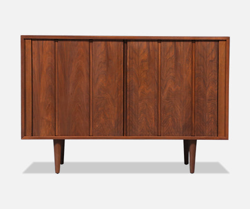 Californian Modernist Tambour-Door Walnut Credenza by Barzilay