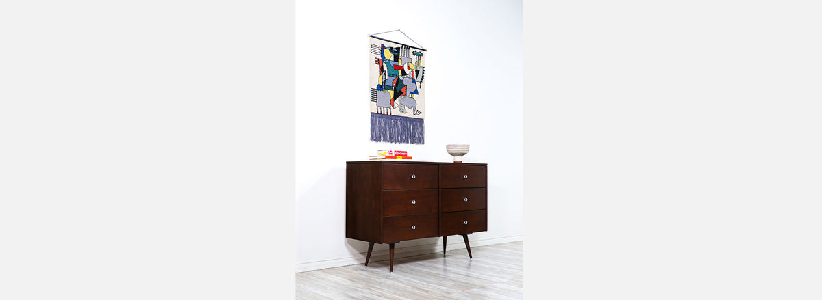 Mid-Century Modernist Picasso Cubist Style Wall Hanging Tapestry Art