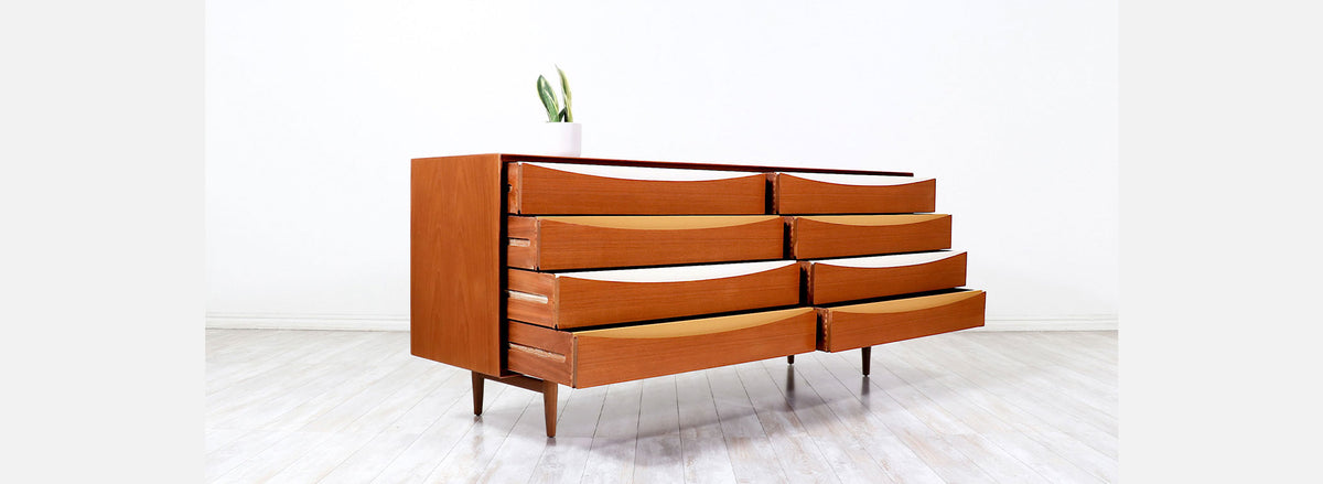 Arne Vodder "Triennale" Teak Dresser with Color Bowtie Drawers for Sibast Møbler