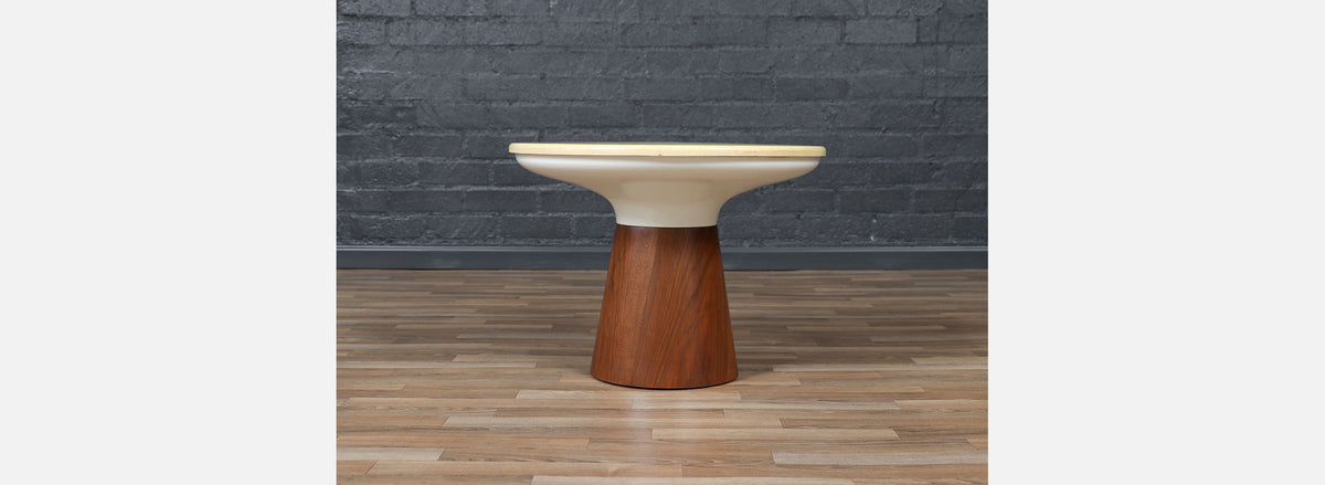 Frank Rohloff Tulip Marble & Walnut Side Table for Brown Saltman 