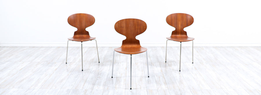 Arne Jacobsen "Ant" Model-3100 Teak Chairs for Fritz Hansen