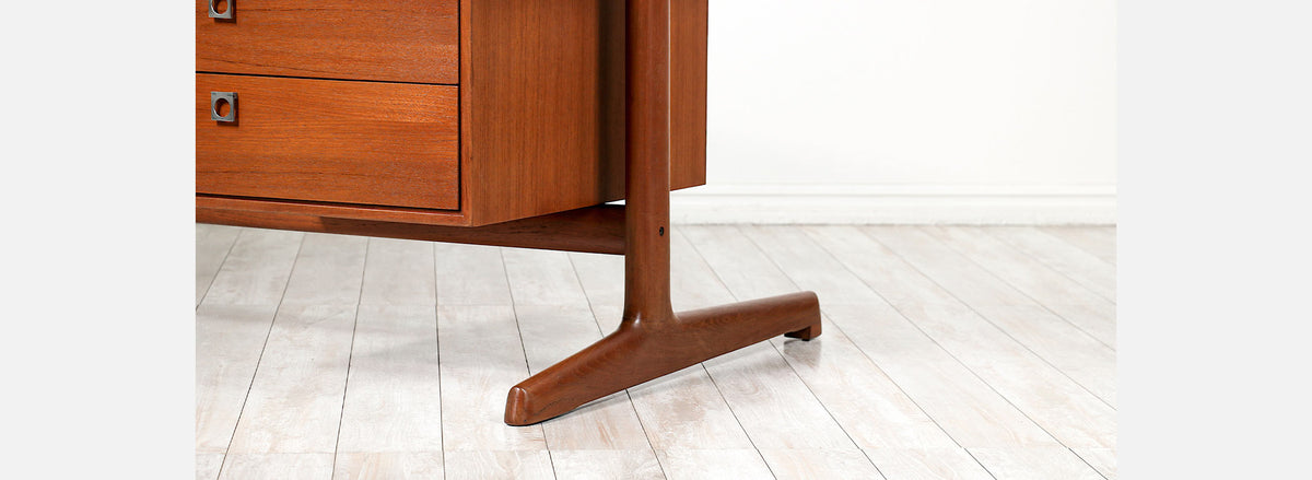 Danish Modern Executive Teak Desk for H.P. Hansen