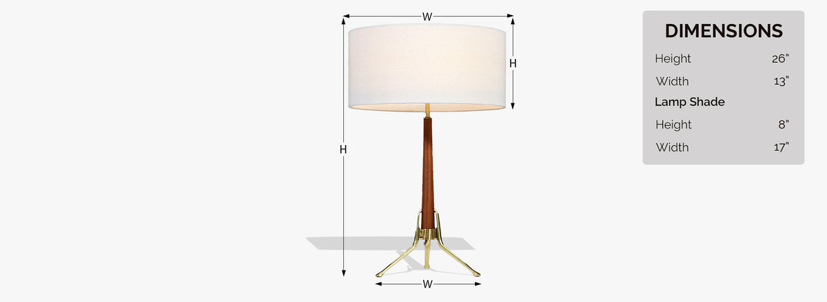Gerald Thurston Sculpted Tripod Brass & Walnut Table Lamp for Lightolier 