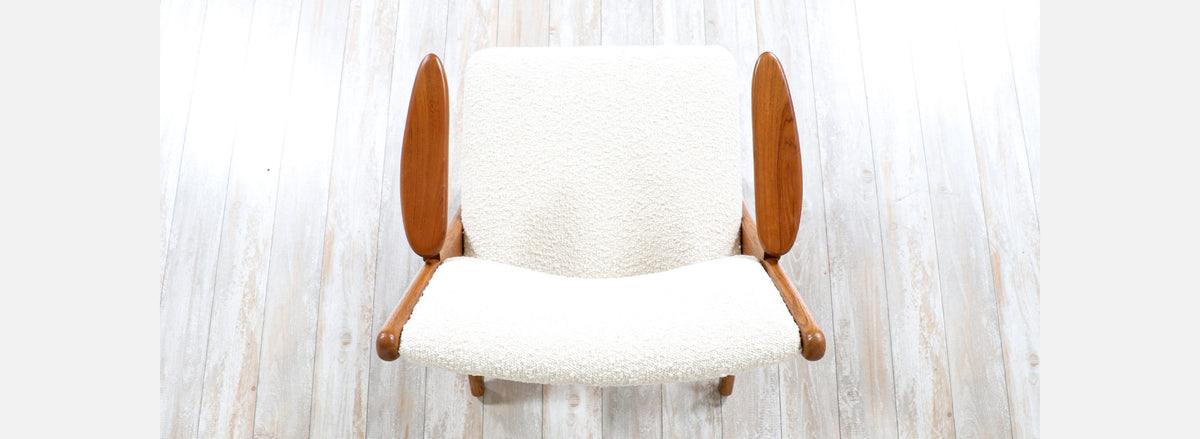 Danish Modern Sculpted Oak & Teak Arm Chair by Arne-Hovmand Olsen