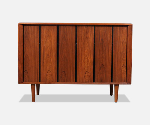 California Modern Tambour-Door Walnut Credenza by Barzilay