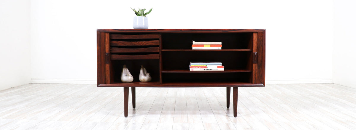 Svend A. Larsen Tambour-Door Rosewood Credenza for Faarup Møbelfabrik 