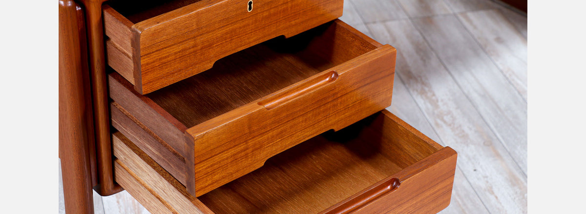 Danish Modern Floating-Top Teak Desk with Bookcase by Dyrlund