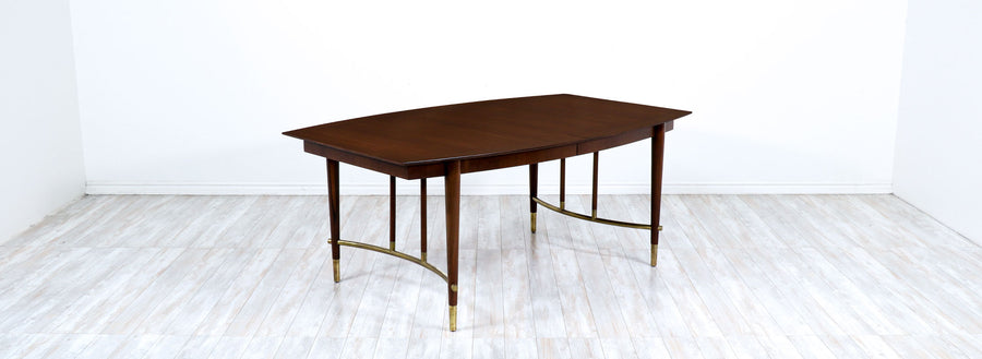 Bert England Expanding Dining Table with Brass Accents for Johnson Furniture