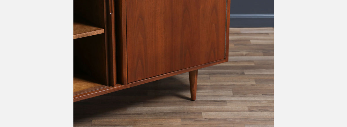 California Modernist Tambour-Door Credenza by Milo Baughman