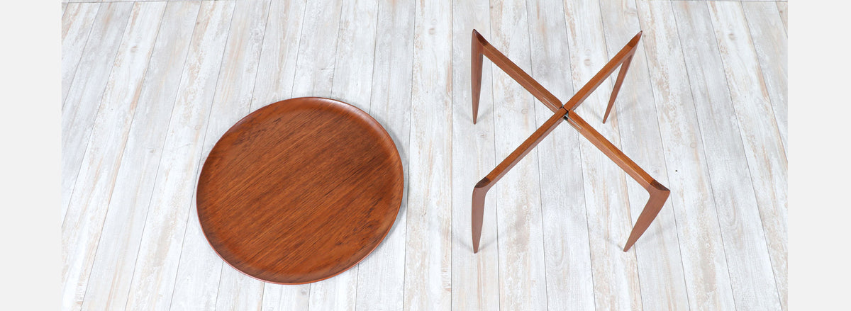 Danish Modern Sculpted Folding Tray Side Table by Fritz Hansen