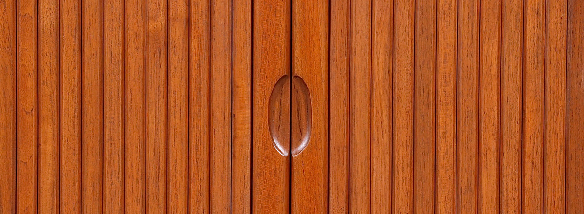 Custom Tambour-Door Teak Credenza by Danish Modern L.A.