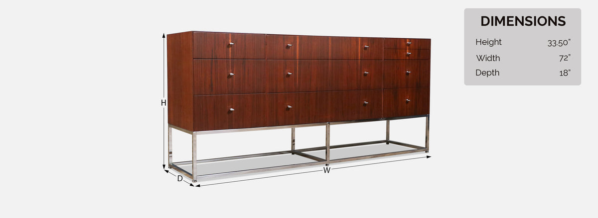 Kipp Stewart Rosewood & Chrome Dresser for Directional