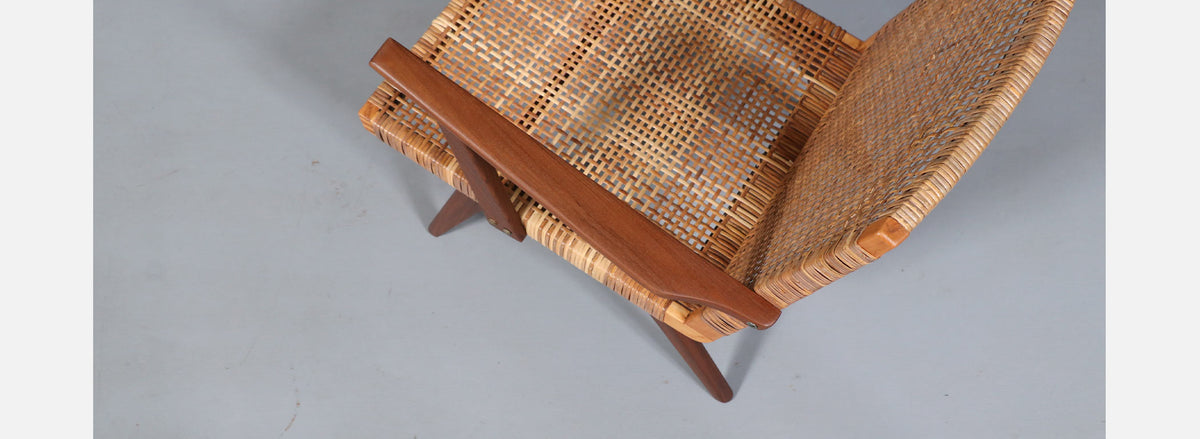 Mid-Century Dutch Modern Cane & Teak Lounge Chair