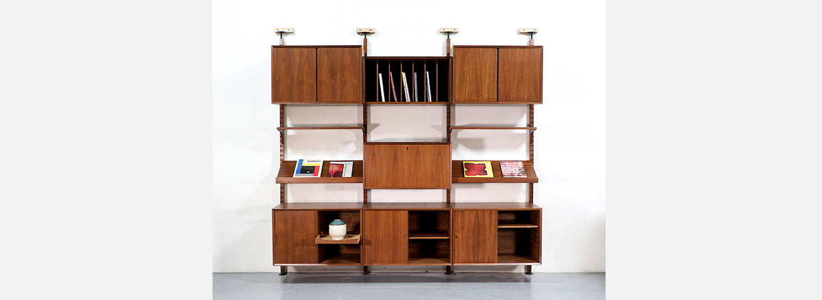 Danish Modern Tension Pole Wall Unit System by Poul Cadovius