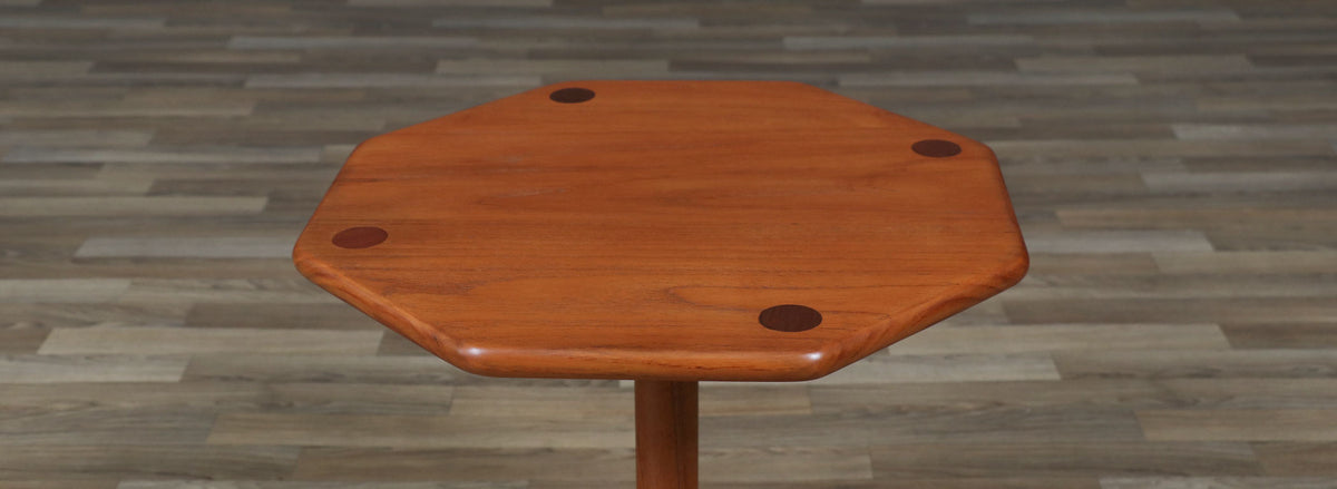 Danish Modern Pedestal Teak Side Table by B&M