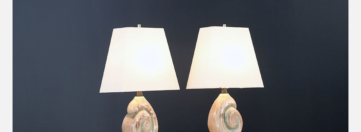 Yasha Heifetz Ceramic Nautilus Shell Table Lamps