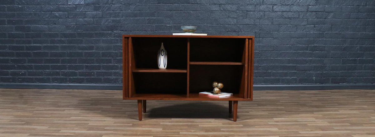 California Modern Walnut Tambour-Door Credenza by Barzilay