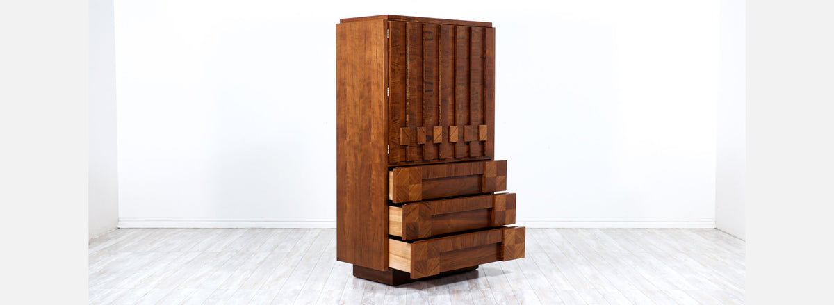 Mid-Century Modern "Stacatto" Geometric Highboy by Lane Furniture