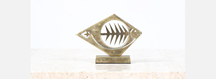 Mid-Century Modern Brass Fish Sculpture 