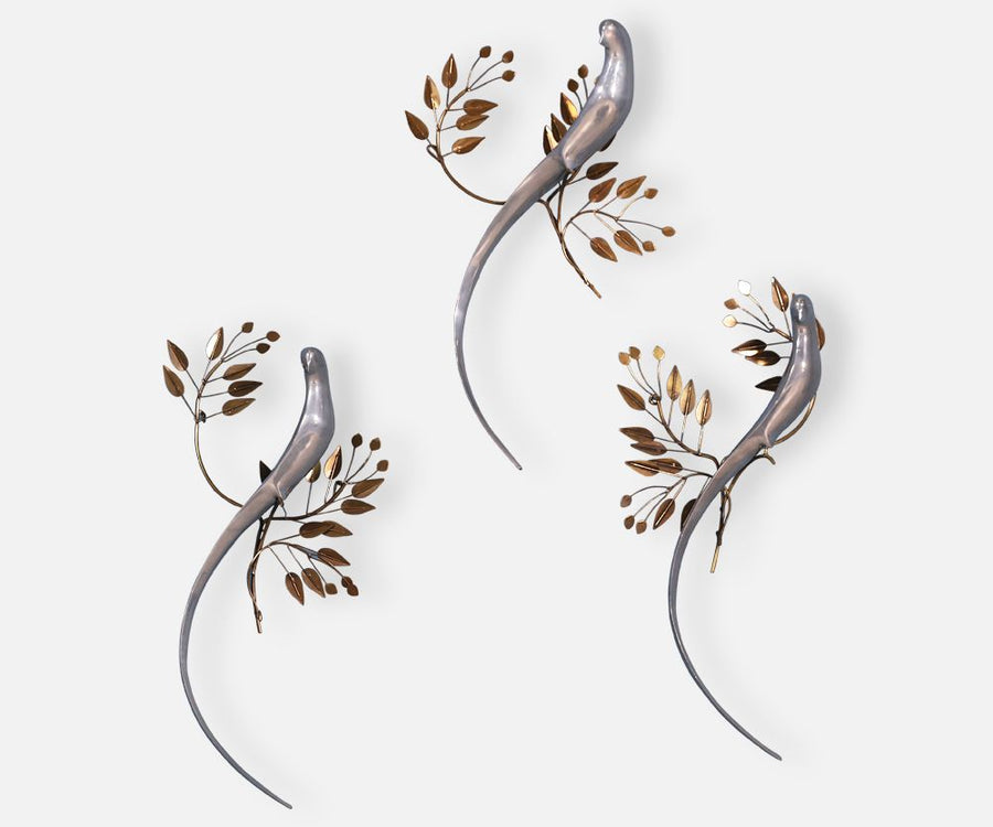 Set of 3 Curtis Jere Wall Art Bird Sculptures for Artisan House