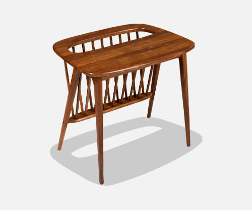 Arthur Umanoff Sculpted Walnut Side Table with Magazine Rack for Washington Woodcraft
