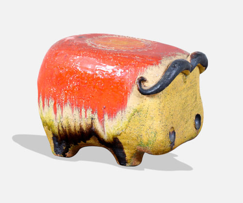 Alvino Bagni Glazed Ceramic Buffalo Sculpture