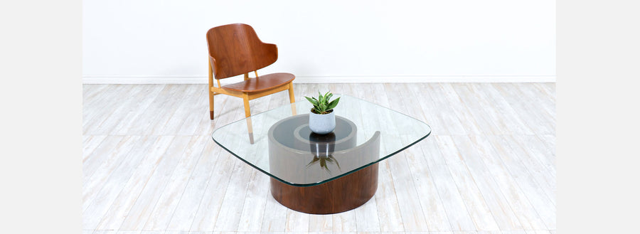Vladimir Kagan “Snail” Coffee Table with Glass Top for Selig