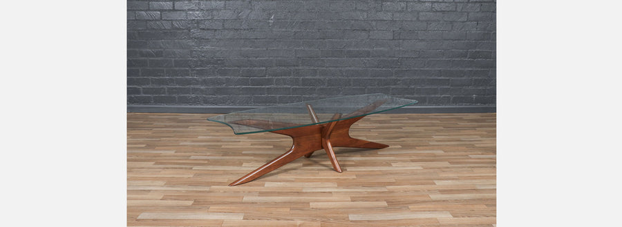 Adrian Pearsall 893-TGO Sculptural Coffee Table w/ Stingray Glass Top