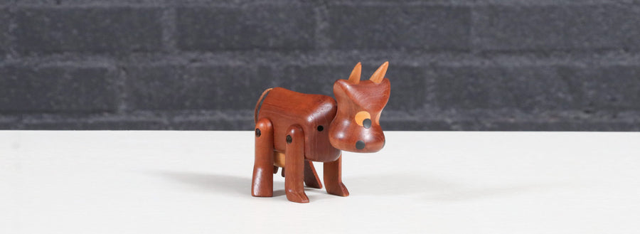 Danish Modern Teak Cow Figurine Sculpture by Sveistrup