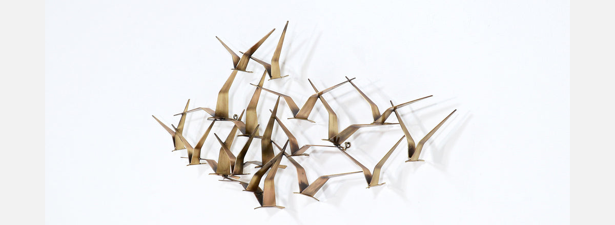 Vintage Curtis Jere "Sea Gulls" Brass Wall-Hanging Sculpture for Artisan House