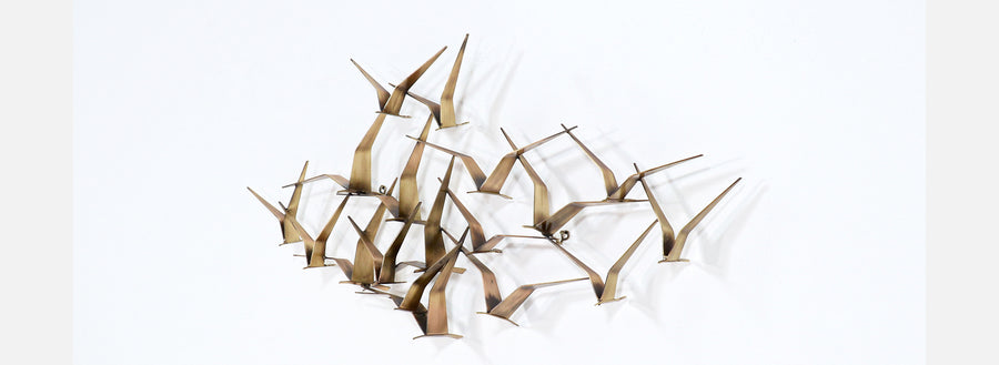 Vintage Curtis Jere "Sea Gulls" Brass Wall-Hanging Sculpture for Artisan House