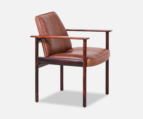 Sven Ivar Dysthe Model-496 Rosewood & Leather Armchair for Dokka Møbler