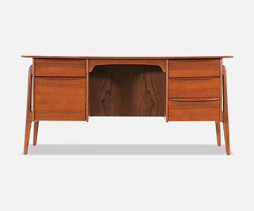 Svend A. Madsen Executive Teak Desk with Bookcase for Sigurd Hansen