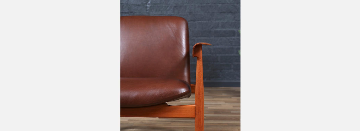 Finn Juhl Model BO-118 Cognac Leather & Teak Lounge Chair