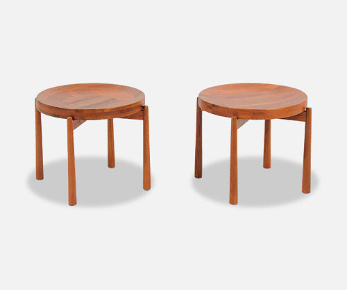 Swedish Modern Reversible Tray Top Side Tables by Dux