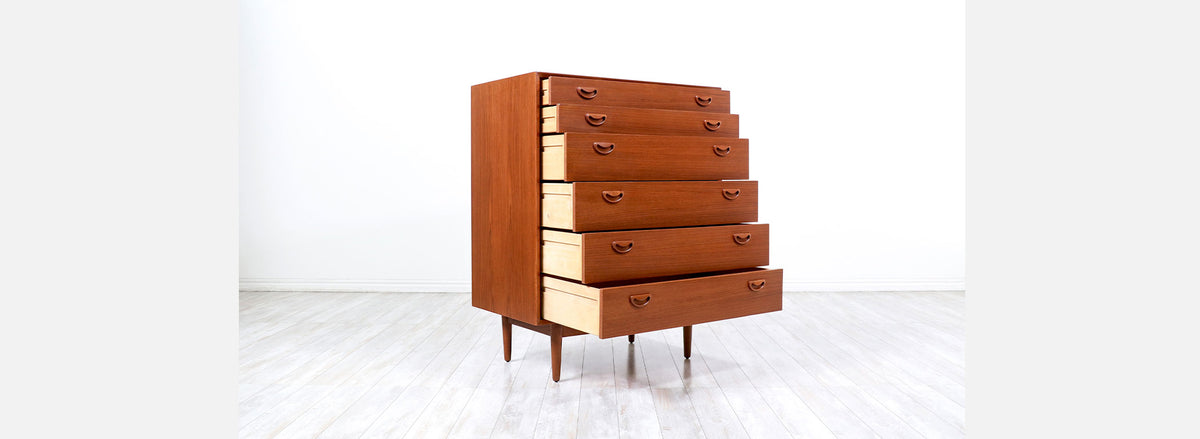 Danish Modern Teak Chest of Drawers Dresser
