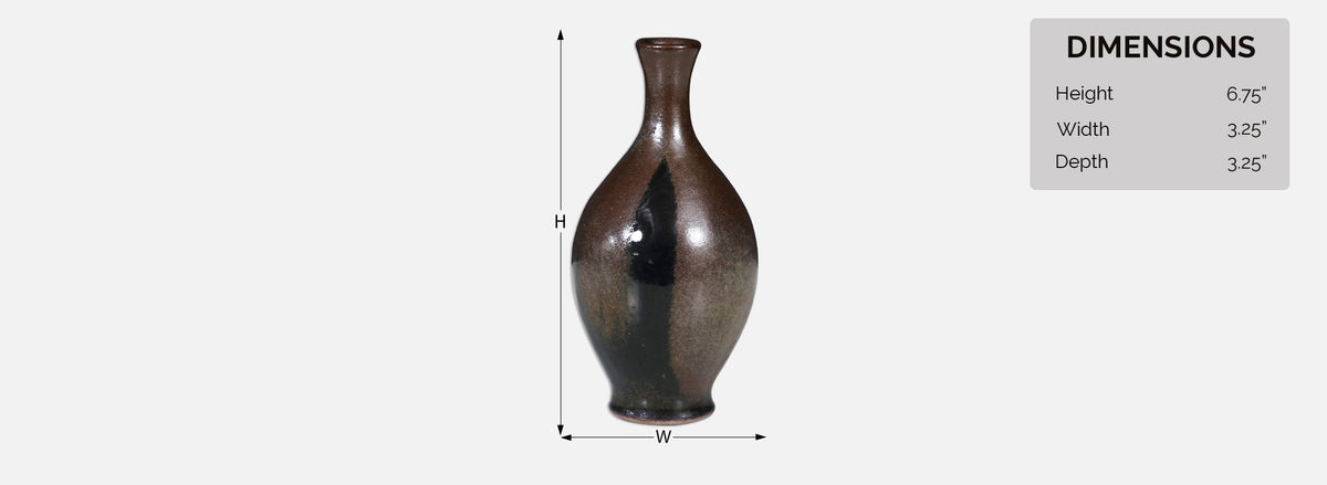 Robert Maxwell Studio Ceramic Vase w/ Brown Glaze