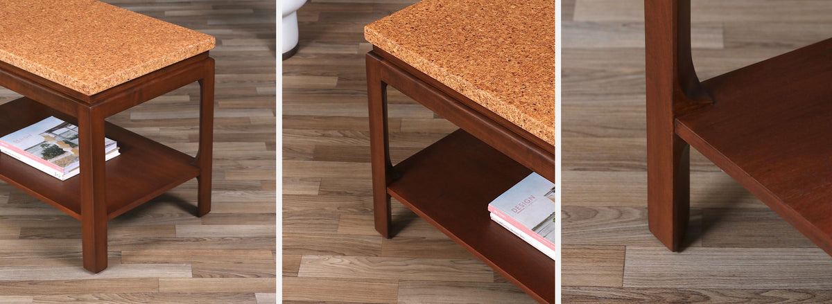Paul Frankl Cork Top Two-Tier Side Table for Johnson Furniture 