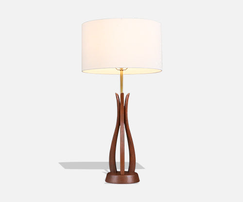 David Shreve Sculpted Walnut Table Lamp for V.H. Woolums