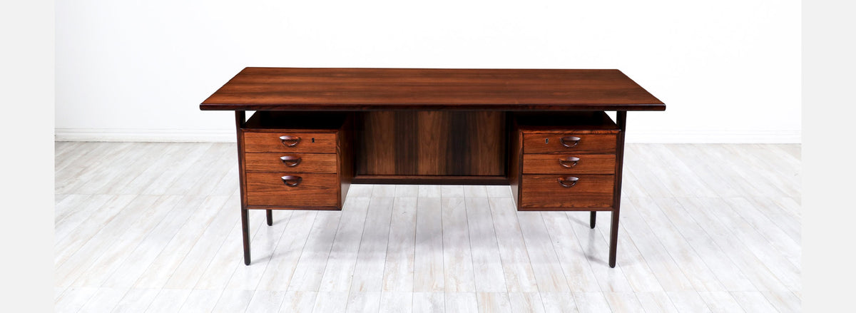 Kai Kristiansen Rosewood Desk with Bookcase for Feldballes Møbelfabrik