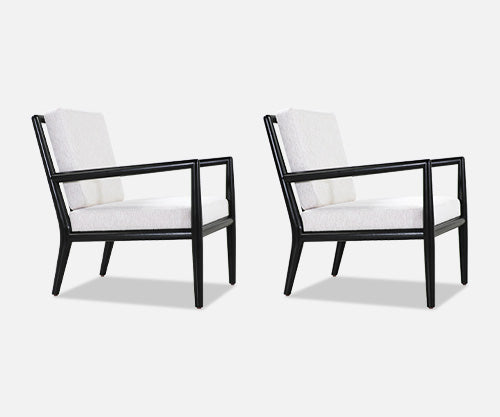 T.H. Robsjohn-Gibbings Ebonized Lounge Chairs for Widdicomb