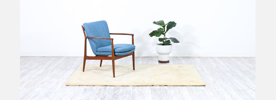 Danish Modern Hand-Knotted Tan Wool Rug by Rya