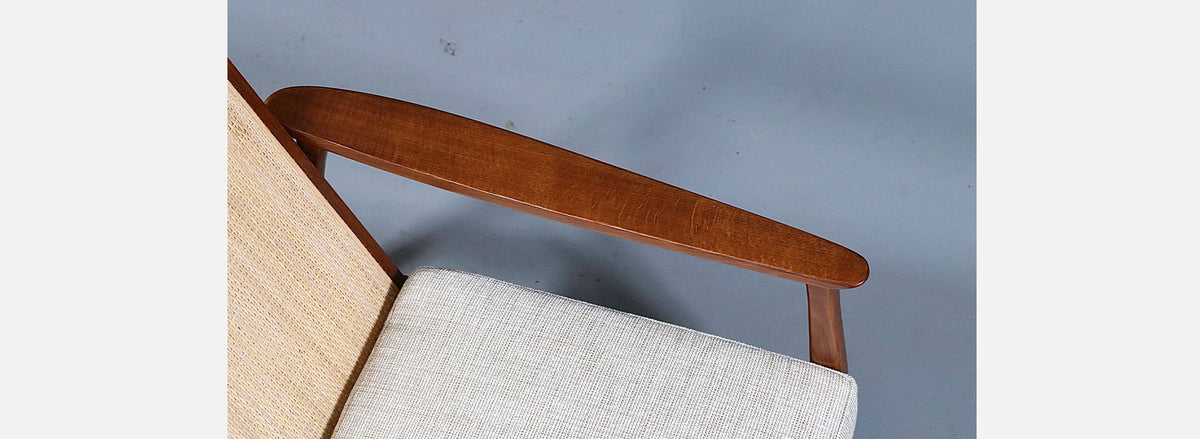 Folke Ohlsson Cane & Tweed Lounge Chair for Dux